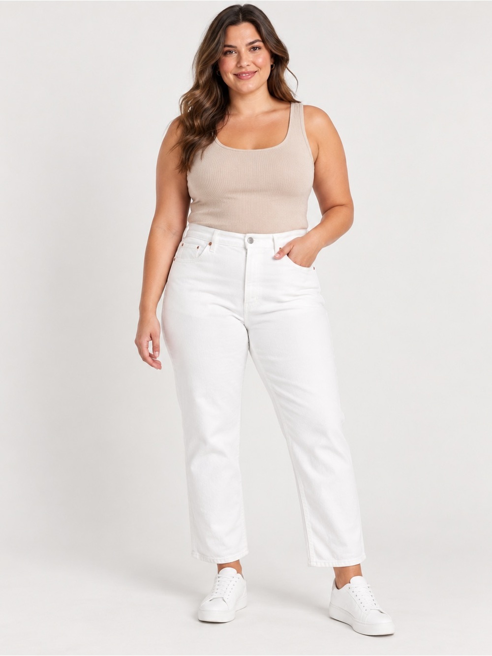 NWT Levi’s Wedgie Straight White Jeans 24W Stretch Button Fly